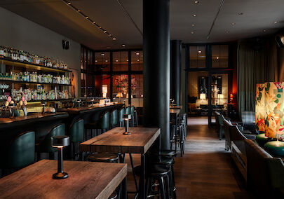 Daylight view of the elegant DaCaio bar interior